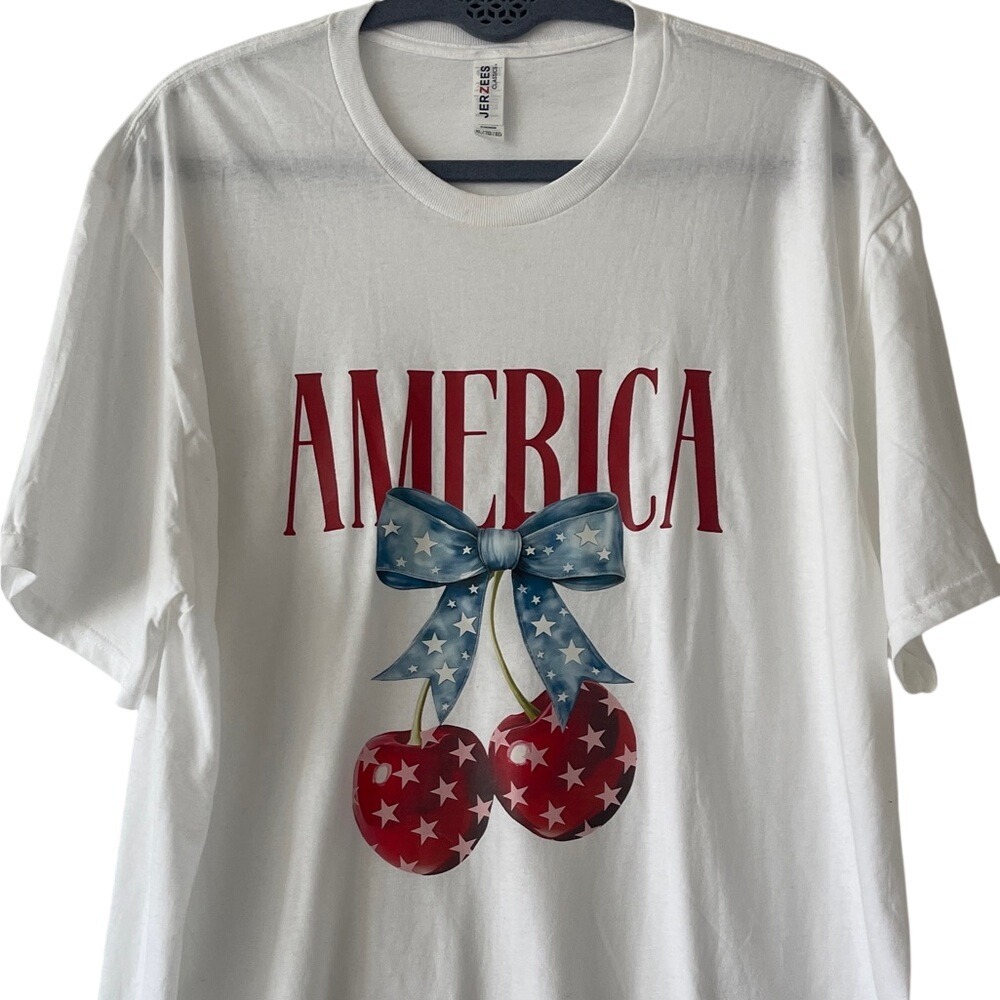 Jerzees Classics America‎ Women's 4th Off July Cherry T-Shirt  XL NWOT